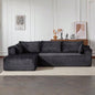 Compression Sectional Couch with Comfy Chaise, Boneless L Shape Sofa with Deep, Minimalist Modular Couches Sleeper Living Room Bedroom Apartment Lounge, corduroy, Black