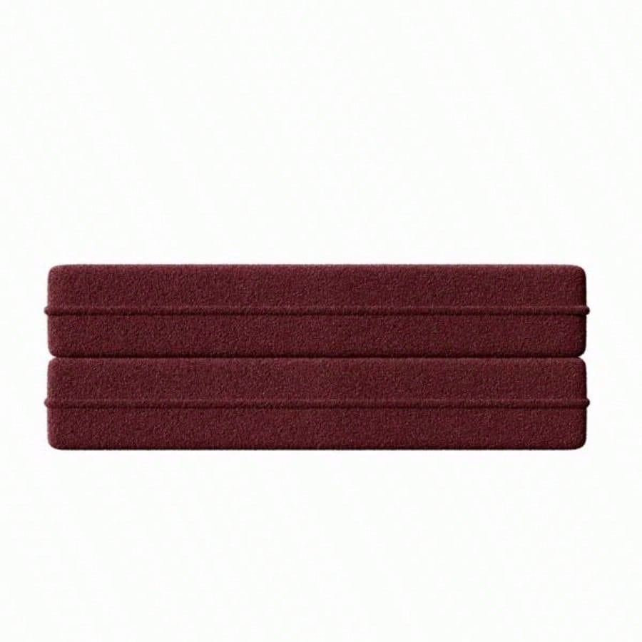 Modern Floor Sofa with 2 Pillows, Convertible Teddy Fabric Foam - Filled Sleeper Sofa Bed, 15 Full Size Folding Mattress Living Room, Guest Bed, no assembly required, Burgundy
