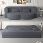 Modern Floor Sofa with 2 Pillows, Convertible Teddy Fabric Foam - Filled Sleeper Sofa Bed, 15 Full Size Folding Mattress Living Room, Guest Bed, Playroom, no assembly required,