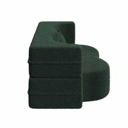 Modern Floor Sofa with 2 Pillows, Convertible Teddy Fabric Foam - Filled Sleeper Sofa Bed, 15 Full Size Folding Mattress Living Room, Guest Bed, Playroom, no assembly required, Green