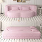 Modern Floor Sofa with 2 Pillows, Convertible Teddy Fabric Foam - Filled Sleeper Sofa Bed, 15 Full Size Folding Mattress Living Room, Guest Bed, Playroom, no assembly required, Pink
