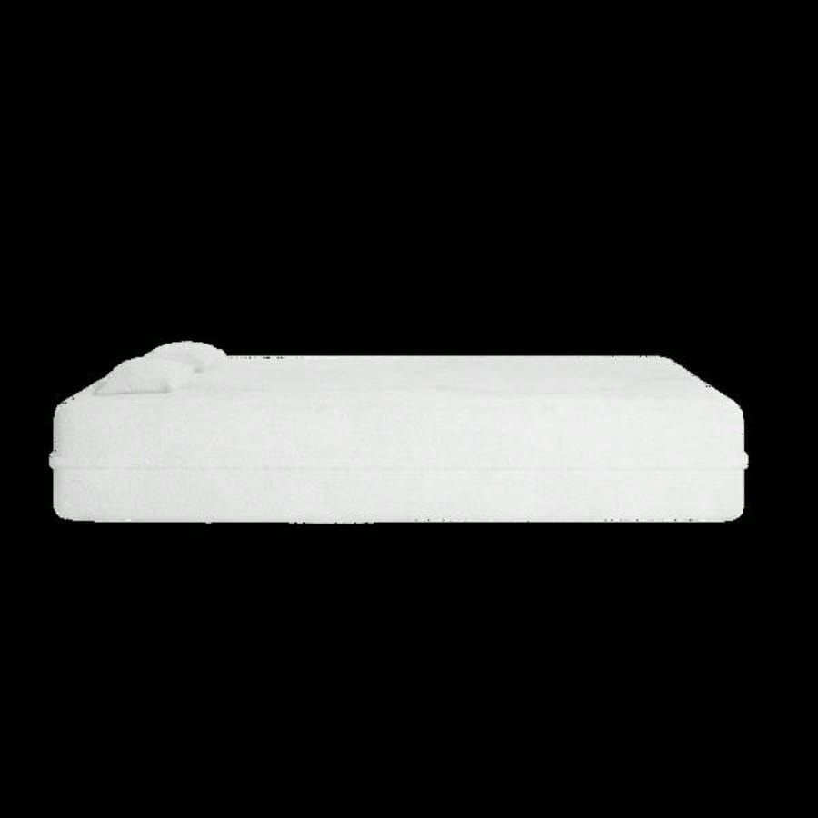 Modern Floor Sofa with 2 Pillows, Convertible Teddy Fabric Foam - Filled Sleeper Sofa Bed, 15 Full Size Folding Mattress Living Room, Guest Bed, Playroom, no assembly required, Beige