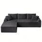 Full - Compression Chaise Lounge Set - Modular Corduroy Sectional with Arched Armrests, Non - Slip Base, Includes 3 Back Cushions 2 Throw Pillows, Right chaise longue sofa