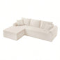 Full - Compression Chaise Lounge Set - Modular Corduroy Sectional with Arched Armrests, Non - Slip Base, Includes 3 Back Cushions 2 Throw Pillows, Right chaise longue sofa