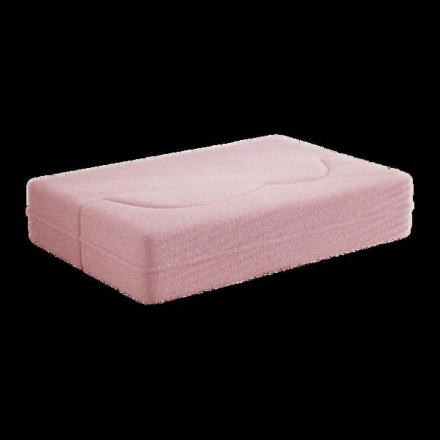Modern Floor Sofa with 2 Pillows, Convertible Teddy Fabric Foam - Filled Sleeper Sofa Bed, 15 Full Size Folding Mattress Living Room, Guest Bed, Playroom, no assembly required, Pink