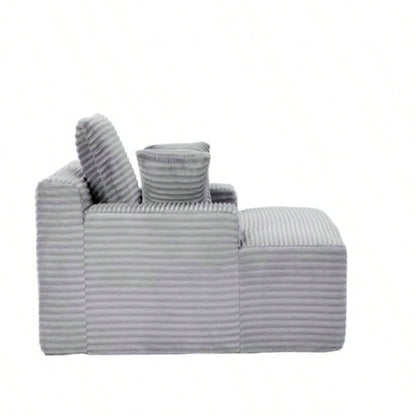 Oversized Chaise Lounge Chair Cozy Cloud Couch, Modern Plush Corduroy Upholstered Sleeper Sofa Daybed with 3 Throw Pillows and Wide Armrest Living Room, No Assembly Required,