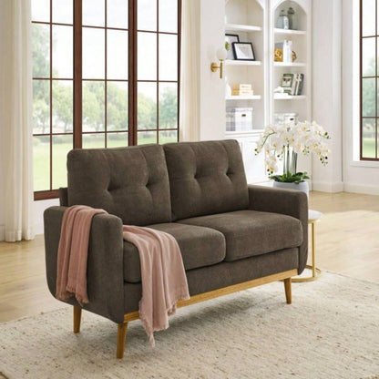 67. Wide Mid - Modern Upholstered Tufted Loveseat Sofa With Wooden