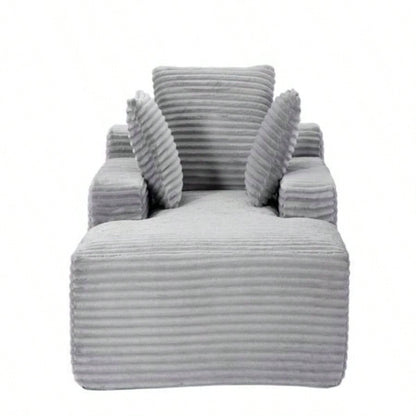 Oversized Chaise Lounge Chair Cozy Cloud Couch, Modern Plush Corduroy Upholstered Sleeper Sofa Daybed with 3 Throw Pillows and Wide Armrest Living Room, No Assembly Required,