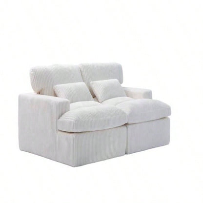 Double Chaise Lounge Chair Indoor, Oversized Upholstered Sleeper Cloud Couch, Deep Luxury Sofa Bed, Sectional Sofa Chaise Love - Corduroy Reading Chair Living Room, No Assembly Required, White
