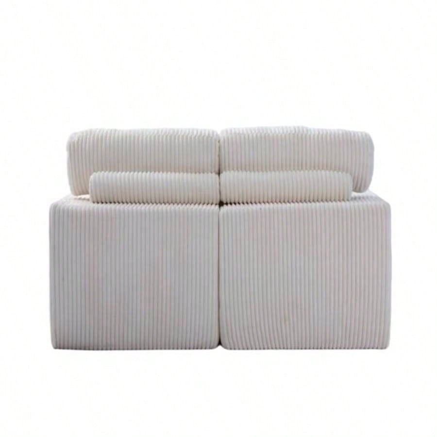 Double Chaise Lounge Chair Indoor, Oversized Upholstered Sleeper Cloud Couch, Deep Luxury Sofa Bed, Sectional Sofa Chaise Love - Corduroy Reading Chair Living Room, No Assembly Required, White
