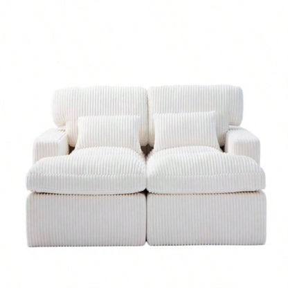 Double Chaise Lounge Chair Indoor, Oversized Upholstered Sleeper Cloud Couch, Deep Luxury Sofa Bed, Sectional Sofa Chaise Love - Corduroy Reading Chair Living Room, No Assembly Required, White