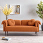68.5 Modern Lamb Wool Sofa With Decorative Throw Pillows Small Spaces