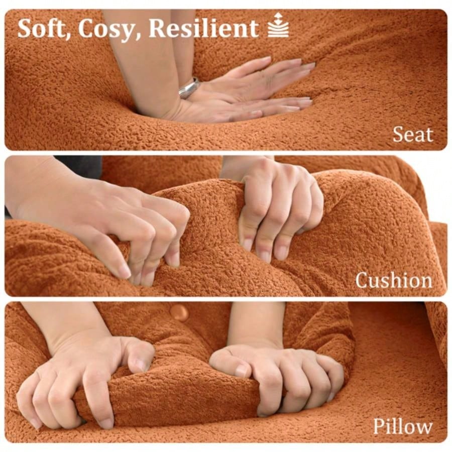 68.5 Modern Lamb Wool Sofa With Decorative Throw Pillows Small Spaces