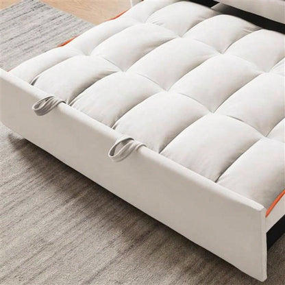 1 versatile foldable sofa bed in 3 lengths, modern sofa sofa sofa velvet pull - out bed, adjustable back and with USB port and ashtray and swivel phone stand beige
