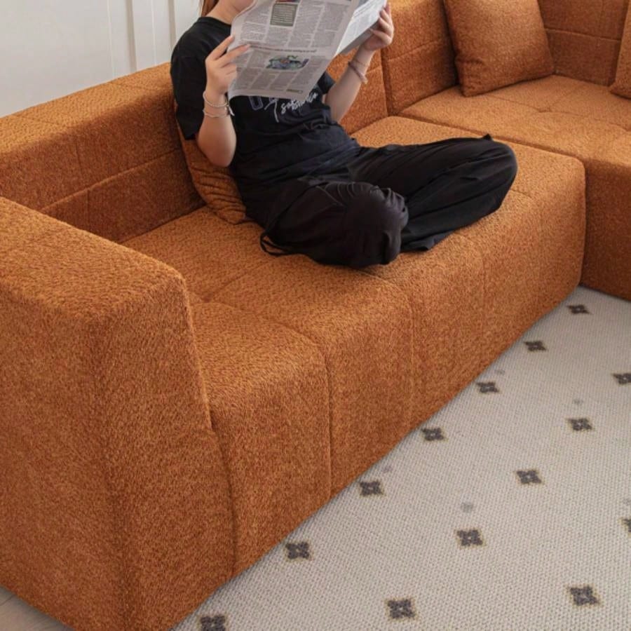 105.5 Modular L - Shaped Sectional Floor Couch, Deep Tufted Comfy Sofa set with Chaise Living Room