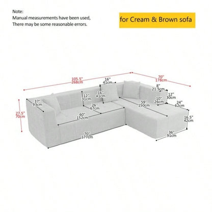 105.5 Modular L - Shaped Sectional Floor Couch, Deep Tufted Comfy Sofa set with Chaise Living Room