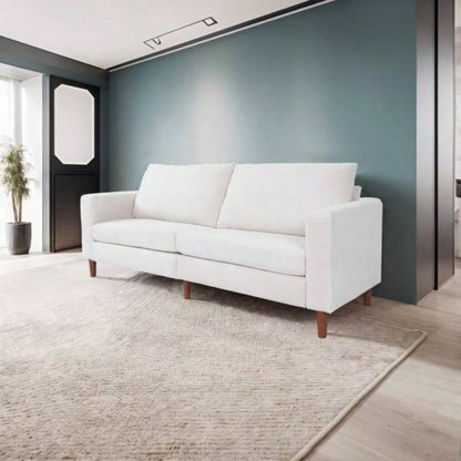 White Corduroy, Modern Style Solid Color Sofa, Multi - Person Sofa, Suitable Living Room And Office