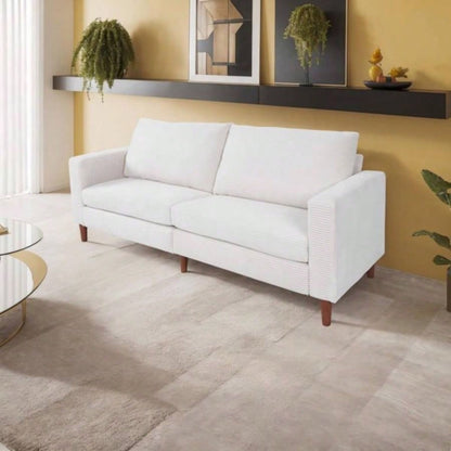 White Corduroy, Modern Style Solid Color Sofa, Multi - Person Sofa, Suitable Living Room And Office