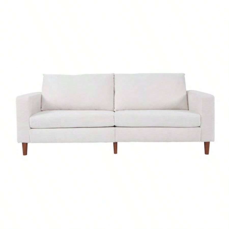 White Corduroy, Modern Style Solid Color Sofa, Multi - Person Sofa, Suitable Living Room And Office