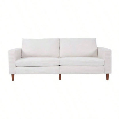 White Corduroy, Modern Style Solid Color Sofa, Multi - Person Sofa, Suitable Living Room And Office