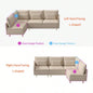 90.9Modular L - shaped corner sofa, movable chaise facing left/right, cotton - linen, livingroom, bedroom.