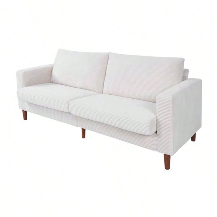 White Corduroy, Modern Style Solid Color Sofa, Multi - Person Sofa, Suitable Living Room And Office