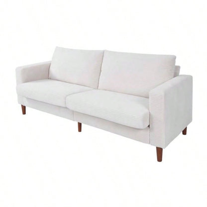 White Corduroy, Modern Style Solid Color Sofa, Multi - Person Sofa, Suitable Living Room And Office
