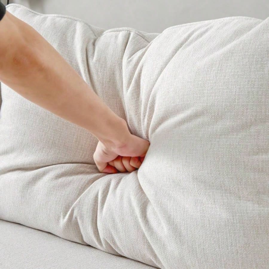 L - Shaped linen sectional sofa with right chaise, living room, bedroom, office.