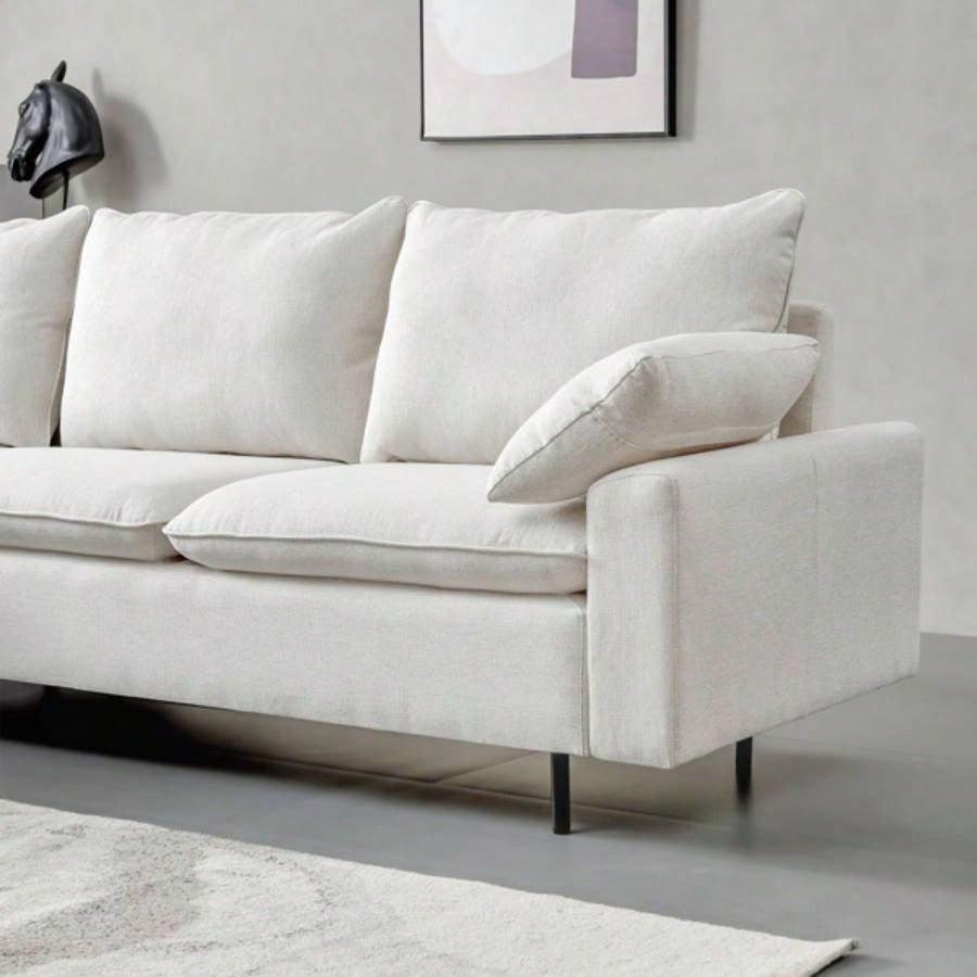 L - Shaped linen sectional sofa with right chaise, living room, bedroom, office.
