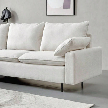 L - Shaped linen sectional sofa with right chaise, living room, bedroom, office.