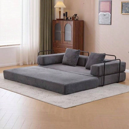Floor Couch, Compression Sofa, Convertible Floor Sofa Bed - with Pillow Back Support Armrest, Comfy Futon Couch Lounge Sleeper Bed, Corduroy Fabric, Living Room Bedroom dark