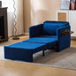 Adult Sleeper Chair Bed, 3 - in - 1 Convertible Sofa Chair Bed Pull - out Sofa Bed, Convenient Folding Tray Table with USB and Type - C Charging Ports Living Room, BLUE, Fabric