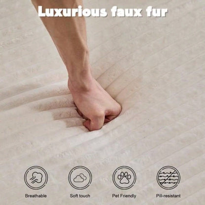 Oversized Chaise Lounge Chair Cozy Cloud Couch, Modern Plush Corduroy Upholstered Sleeper Sofa Daybed with 3 Throw Pillows and Wide Armrest Living Room, No Assembly Required, White