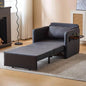 Adult Sleeper Chair Bed, 3 - in - 1 Convertible Sofa Chair Bed Pull - out Sofa Bed, Convenient Folding Tray Table with USB and Type - C Charging Ports Living Room, BLACK, Leather