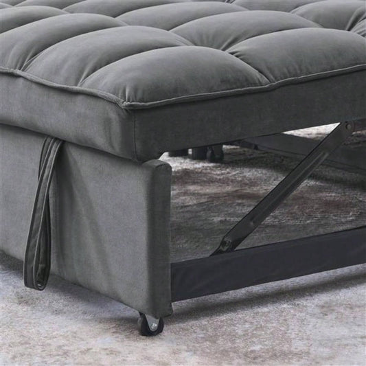 Sleeper Sofa, Convertible Sofa, Recliner, Bed, 3 - in - 1, 3 - Position Adjustable Backrest, 2 - Seater Sectional, Two Side Pockets, 2 Pillows Living Room, Apartment, etc. Velvet Beige 54 Wide.