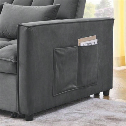 Sleeper Sofa, Convertible Sofa, Recliner, Bed, 3 - in - 1, 3 - Position Adjustable Backrest, 2 - Seater Sectional, Two Side Pockets, 2 Pillows Living Room, Apartment, etc. Velvet Beige 54 Wide.