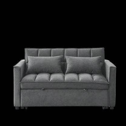 Sleeper Sofa, Convertible Sofa, Recliner, Bed, 3 - in - 1, 3 - Position Adjustable Backrest, 2 - Seater Sectional, Two Side Pockets, 2 Pillows Living Room, Apartment, etc. Velvet Beige 54 Wide.