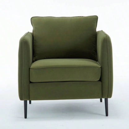 Accent Chair Living Room, Velvet Comfy Single Sofa Chair Mid - Modern Armchair with 1 Pillow and Metal Bedroom Office Reading