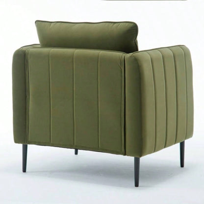 Accent Chair Living Room, Velvet Comfy Single Sofa Chair Mid - Modern Armchair with 1 Pillow and Metal Bedroom Office Reading