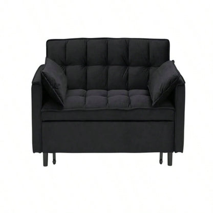 Modern velvet sofa, sofa pull - out bed, small love casual sofa with back, with pillow, pockets, living room furniture, 3 in 1 convertible sleep sofa bed
