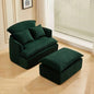 Convertible Compressed Sofa Chair with Ottoman, Modern Corduroy Fabric Armchair Small Spaces, Living Room, Dorm, or Apartment