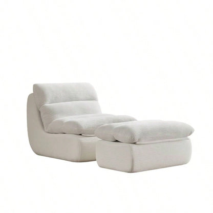 Modern Compressed Lounge Chair with Ottoman, Cozy Corduroy Recliner Small Spaces, Living Room, or Bedroom