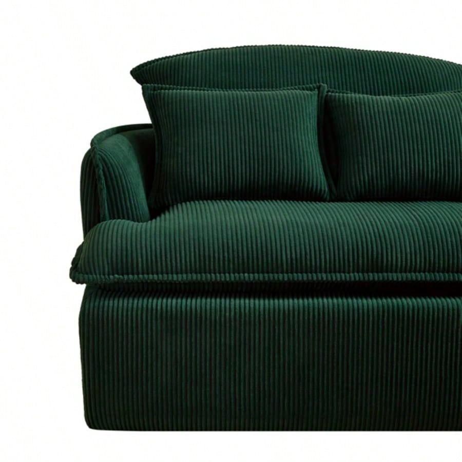 Convertible Compressed Sofa Chair with Ottoman, Modern Corduroy Fabric Armchair Small Spaces, Living Room, Dorm, or Apartment