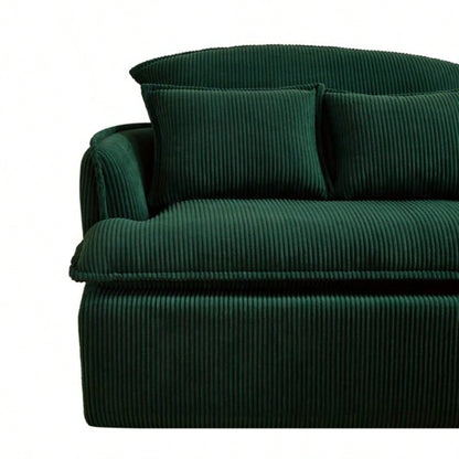 Convertible Compressed Sofa Chair with Ottoman, Modern Corduroy Fabric Armchair Small Spaces, Living Room, Dorm, or Apartment