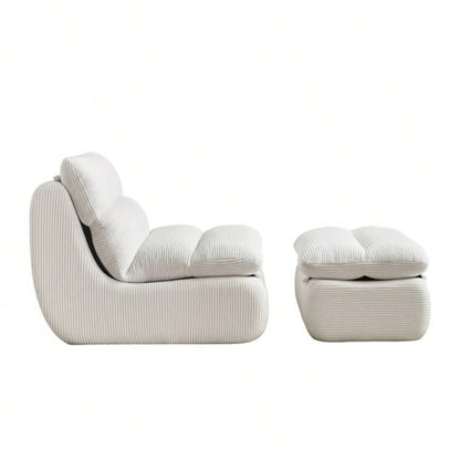 Modern Compressed Lounge Chair with Ottoman, Cozy Corduroy Recliner Small Spaces, Living Room, or Bedroom