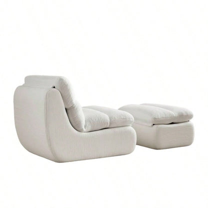 Modern Compressed Lounge Chair with Ottoman, Cozy Corduroy Recliner Small Spaces, Living Room, or Bedroom