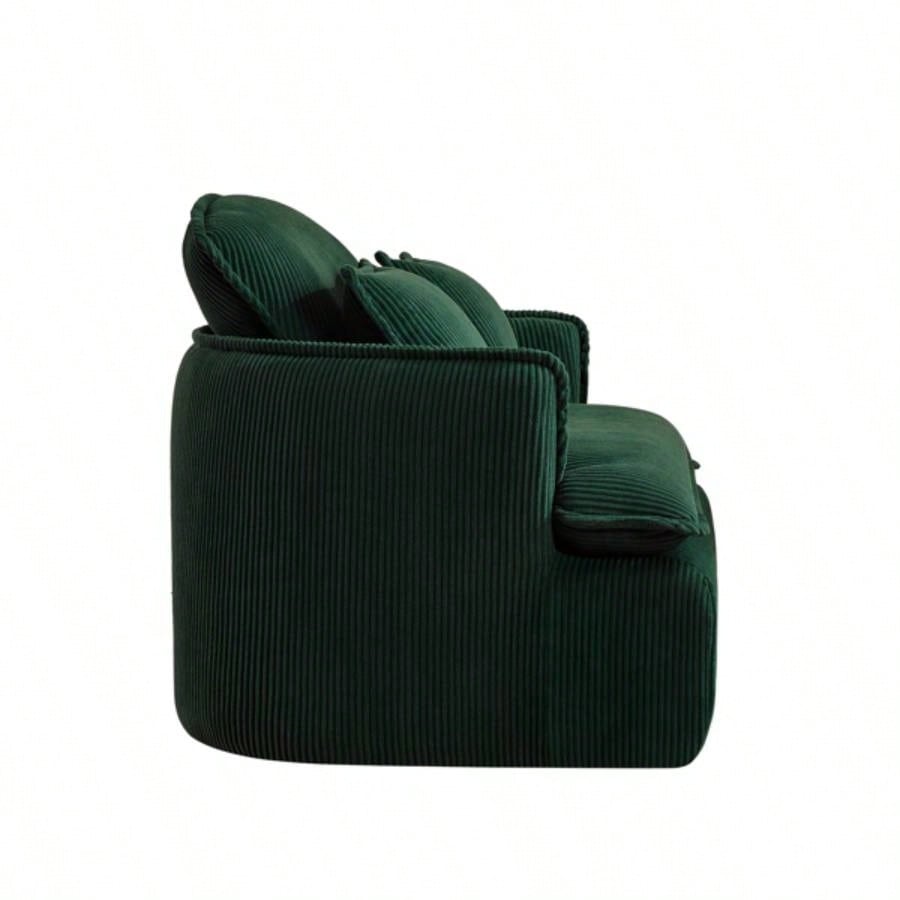 Convertible Compressed Sofa Chair with Ottoman, Modern Corduroy Fabric Armchair Small Spaces, Living Room, Dorm, or Apartment