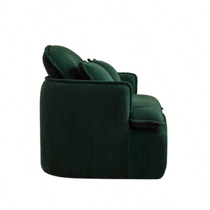 Convertible Compressed Sofa Chair with Ottoman, Modern Corduroy Fabric Armchair Small Spaces, Living Room, Dorm, or Apartment