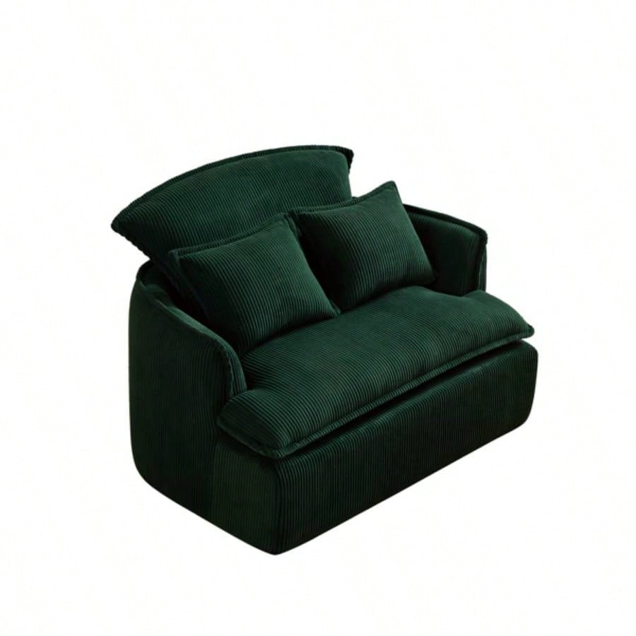 Convertible Compressed Sofa Chair with Ottoman, Modern Corduroy Fabric Armchair Small Spaces, Living Room, Dorm, or Apartment