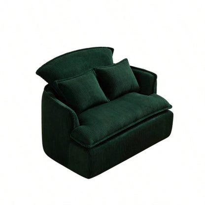 Convertible Compressed Sofa Chair with Ottoman, Modern Corduroy Fabric Armchair Small Spaces, Living Room, Dorm, or Apartment